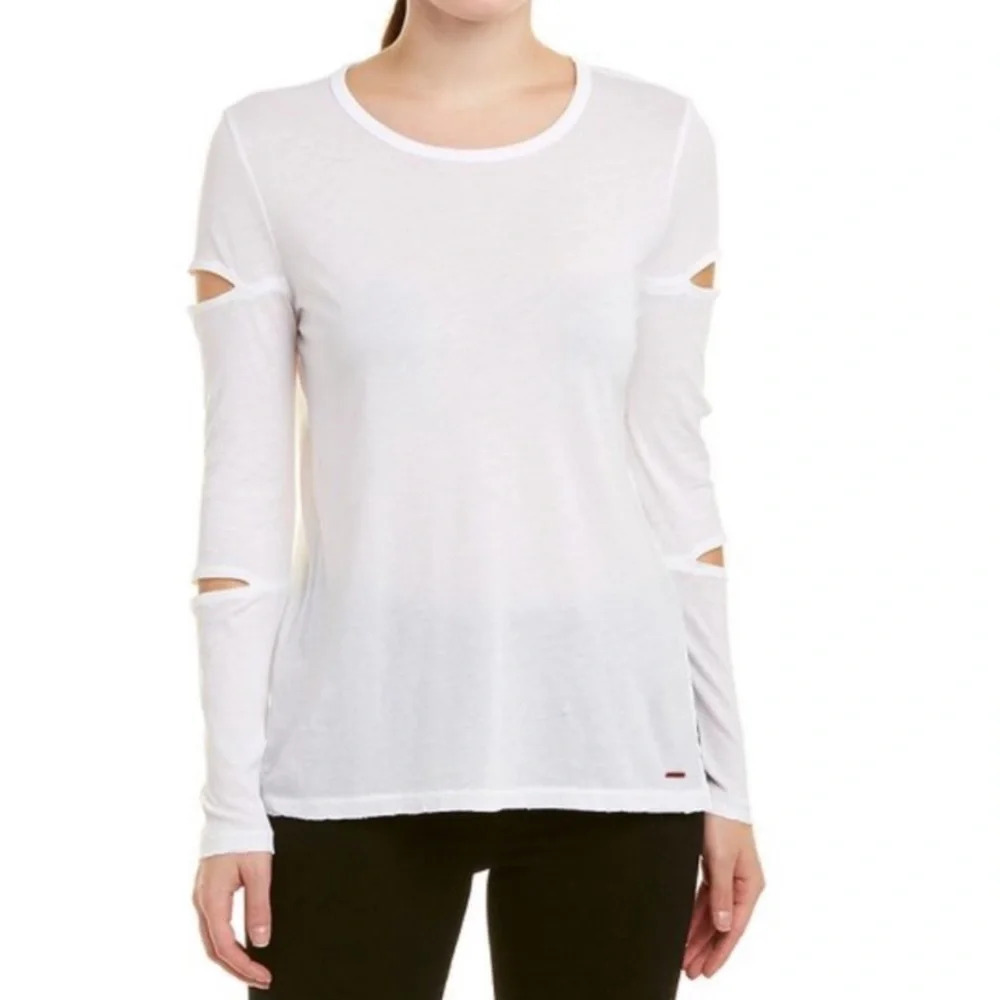 N:Philanthropy cutout long sleeve white cotton top